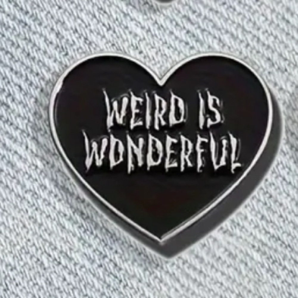 Black Heart Enamel Pin WEIRD IS WONDERFUL